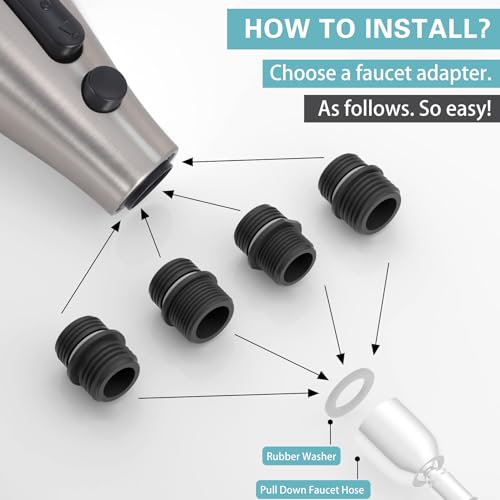 Kitchen Faucet Head Replacement 4 Modes, Pull Down Faucet Sprayer Head Nozzle Kitchen Sink Faucet Head with 11 Adapters (Nickel) - color: Nickel