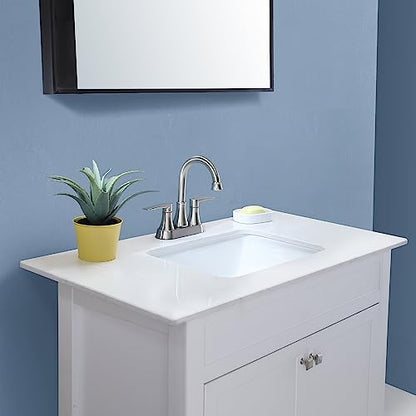 Brushed Nickel Bathroom Faucet, 2-Handle Lead-Free 360° Swivel High-Arc Spout 4 Inch Centerset Bath Lavatory Vanity Sink Faucets Set for Sinks with Drain & Water Hoses, VABM80008L - color: Brushed Nickel