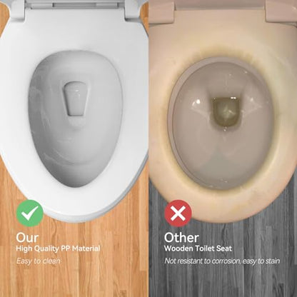 R&T Elongated Toilet Seat B1130, Heavy-Duty up to 400 lbs, Slow Close, Non Slip and Easy to Keep Clean, Easy to Install, White Premium Premium PP Material - color: Elongated – Upgrade / Heavy Duty (400 lbs)