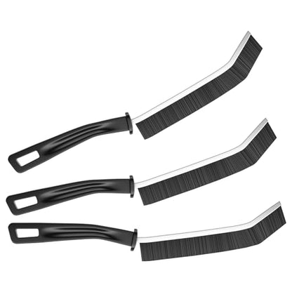 3-Pack Black Compact Crevice Cleaning Brush, Multi-Scene Scrub Brush and Crevice Cleaning Tool for Window Tracks, Kitchen Sinks and Household Daily Cleaning Supplies