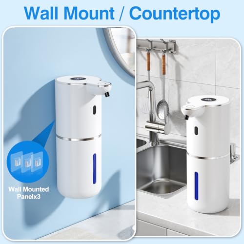 Fachixy Automatic Liquid Soap Dispenser Touchless, Smart Digital Display | 12.8oz/380mL, Up to 90 Days Battery Life, 6 Adjustable Level, Rechargeable, Wall Mountable IPX5 for Kitchen & Bathroom, White - color: White, style: Liquid