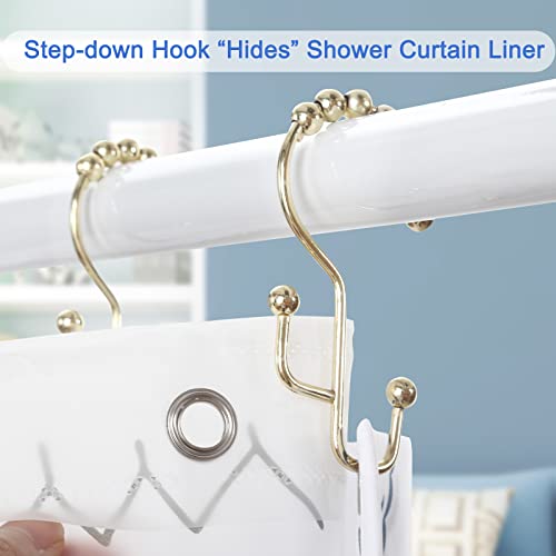 Shower Curtain Rings, SUTINE Shower Curtain Hooks, Stainless Steel Gold Shower Curtain Hooks Rust Proof, Easy Sliding Double Shower Hooks for Shower Curtains, Curtain & Liners, 12pcs-Gold - color: Gold