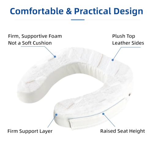 2-Inch Soft Padded Toilet Seat Riser Cushion for Seniors | Plush Top with Easy-Clean Leather Cover, Adds Comfort and Height to Low Toilets, Mobility Support - size: 2 Inch Plush
