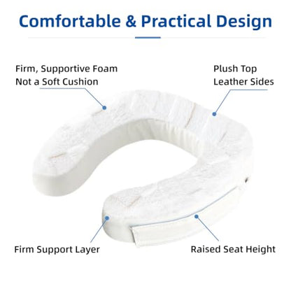 2-Inch Soft Padded Toilet Seat Riser Cushion for Seniors | Plush Top with Easy-Clean Leather Cover, Adds Comfort and Height to Low Toilets, Mobility Support - size: 2 Inch Plush