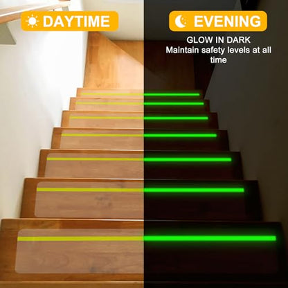 Qingluan Anti Slip Tape, Waterproof Self Adhesive Glow Green Transparent 5.9" x32.8Ft Grip Tape - color: Transparent Glow in The Dark Green, size: 5.9 Inch x 32.8ft
