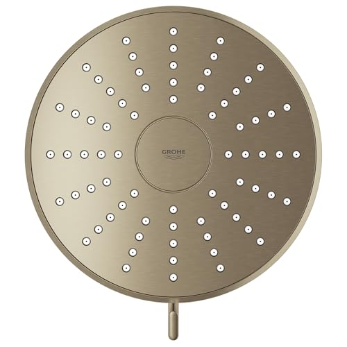 GROHE Aquabooster Tempesta 140 High Pressure Shower Head, Multi-Spray – 1.75 GPM Round Fixed Wall Mount, Brushed Nickel 111746EN00 - color: Brushed Nickel