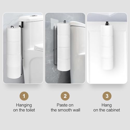 Black Over The Tank Toilet Paper Holder for 4 Roll Tissue Wall Mount 2pcs | Bathroom Toilet Paper Roll Storage Holder Brushed Nickel Metal Hanging Toilet Paper Holder Dispenser Organizer - color: K:hold 4 Rolls Tissue(2pcs,black)