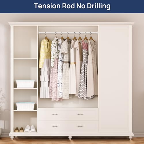 ENJOYBASICS 2 Pack Tension Curtain Rod, 32-54" Adjustable, Stable, White | Secure Hold with Strong Spring & Non-Slip Ends, No-Drill, No Tools, Sag-Resistant, Waterproof, Fits Windows, Showers & Closet - color: White, size: 32-54"