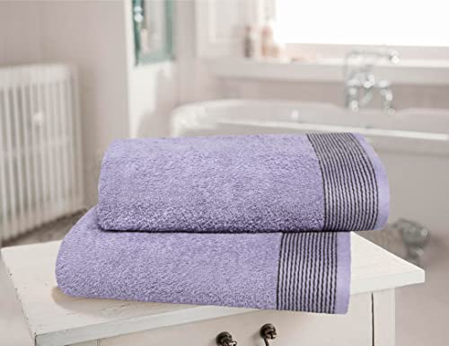 BELIZZI HOME Ultra Soft 2 Pack Oversized Cotton Bath Towels, 28x55 inches, Purple - color: Purple