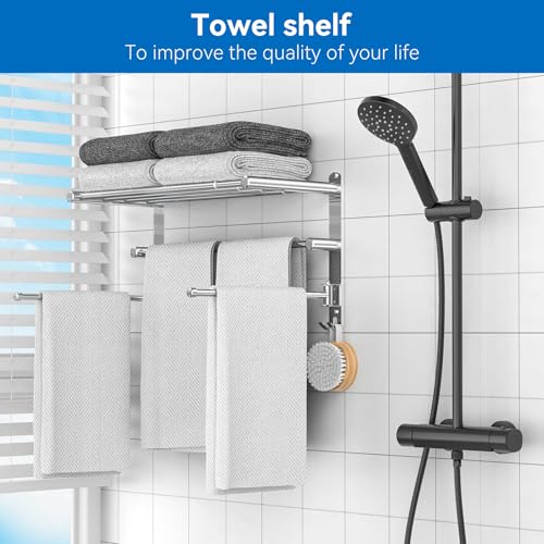 Retractable Towel Rack for Bathroom Stainless Steel Extendable Towel Shelf with 180° Swing Arms Wall-Mounted Towel bar with for Laundry Room (180 Rotating Towel bar) - color: Silvery