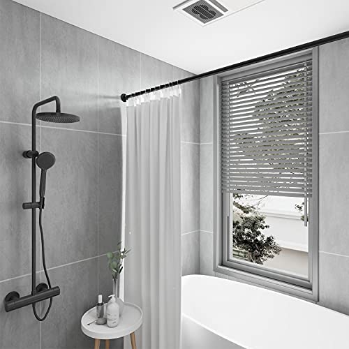 Naiture 304 Stainless Steel 36" Straight Shower Curtain Rod, Black | One-Piece Rod, Cut to Fit, Rustproof, Heavy-Duty Zinc Alloy Flange, Permanent Wall Mount, Mounting Hardware Included - color: Black, size: 36''