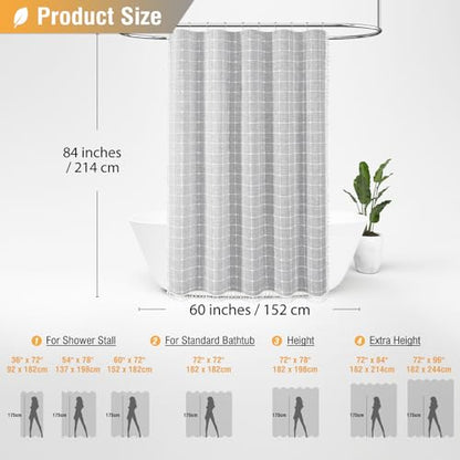 60x84 Boho Farmhouse Linen Heavy Duty Shower Curtain Set, Gray/Grey | Narrow Long Size, 330GSM Linen Blend, 3-side Tassels, Water Repellent Fabric, 10 Hooks, Rustic Bohemian, Machine Washable - color: Grey, size: 60"W x 84"L (Pack of 1)