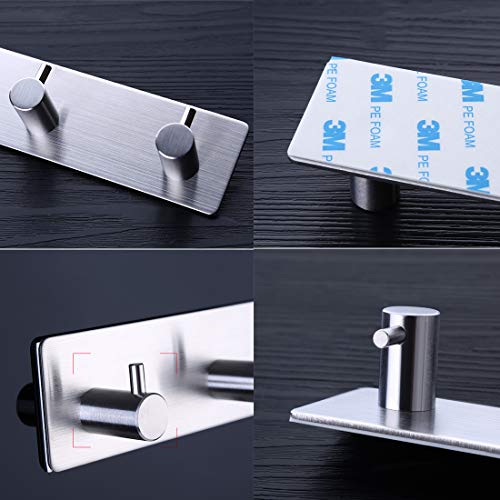 Self Adhesive Stainless Steel Hooks, Wall Mounted Heavy Duty Hanger, Key Rack Towel Hooks for Bathroom, Living Room, Kitchen (4 Hooks) - color: 4 Hooks