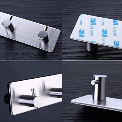 Self Adhesive Stainless Steel Hooks, Wall Mounted Heavy Duty Hanger, Key Rack Towel Hooks for Bathroom, Living Room, Kitchen (4 Hooks) - color: 4 Hooks