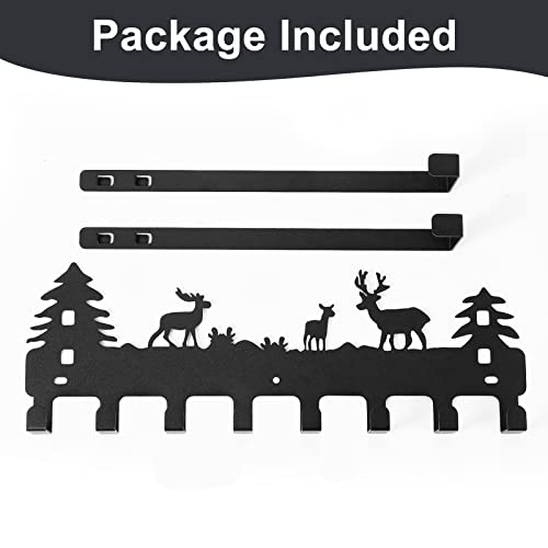 Deer Over The Door Hook 8 Double Hooks Heavy Duty No Drill Behind Door Hanging Rack for Bathroom Closet Bedroom Towel Coat Organizer, 2 Pack