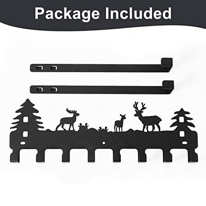 Deer Over The Door Hook 8 Double Hooks Heavy Duty No Drill Behind Door Hanging Rack for Bathroom Closet Bedroom Towel Coat Organizer, 2 Pack