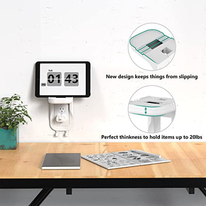 WALI Outlet Shelf Wall Holder, Fit for Duplex GFCI Decorative Outlet Shell A Space Saving for Smart Home, Speaker Mounts up to 10lbs with Cable Management (OSH001-W), White - size: Medium