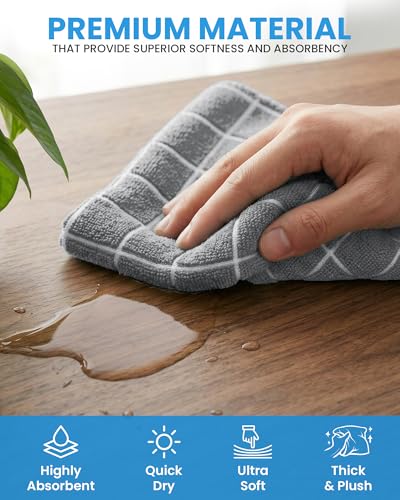Utopia Towels 12 Pack Microfiber Fingertip Wash Cloths 12x12 Inch Grey | Highly Absorbent, Super Soft, Multipurpose, Ideal for Kitchen Hotel Spa and Gym