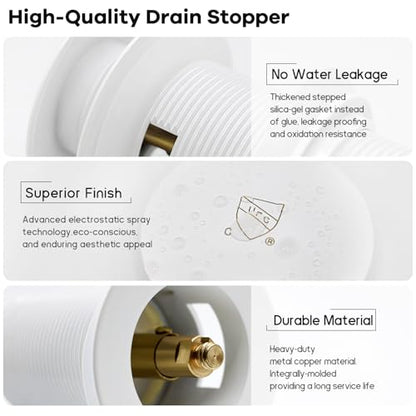 FerdY Pop-up Drain for Freestanding Bathtub, cUPC Certification, Freestanding Bathtub Drain Stopper, Polished White - color: Polished White