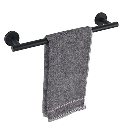 TocTen Bath Towel Bar - Thicken SUS304 Stainless Steel Bathroom Towel Holder, Towel Rod for Bathroom Heavy Duty Wall Mounted Towel Rack Hanger (16IN, Black) - color: Black, size: 16IN
