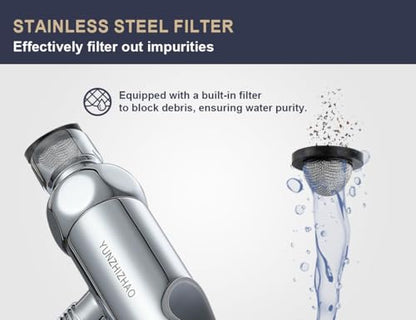 Adjustable Brass Handheld Shower Head Holder, Chrome | 360° Anti-Sag Wall Mount Bracket with Reinforced Locking Nuts, Tool-Free Install, Fits Moen/Waterpik, Rustproof Filter
