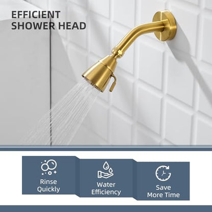 Angle Simple High Flow Shower Head Adjustable, G 1/2, Brushed Dark Gold | Brass, High Pressure Shower Sprayer for Outdoor, Adjustable Angle and Water Flow, No Flow Restrictor, Easy to Wash Clean - color: Brushed Dark Gold