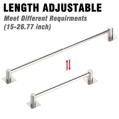 Towel Bar, Self-Adhesive Towel Racks for Bathroom, Brushed Nickel | Adjustable 13 to 23.6 Inch Stick on Towel Rod, 304 Stainless Steel Towel Holder, Rustproof, Square Base, No Drill, Modern - color: Brushed Nickel, size: Self-Adhesive