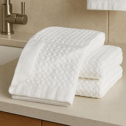 Sedona Waffle Hand Towels – 410 GSM 100% Cotton, Set of 2, Lightweight, Quick-Drying & Textured Towels, White - color: White, style: Hand Towel (Set of 2)