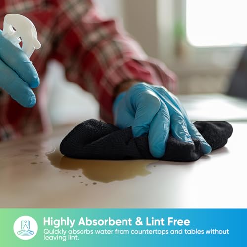 HOMEXCEL 24PK Microfiber Cleaning Cloth, Cleaning Rag for Home, 11.5x11.5in | Reusable, Lint Free, Scratch-Free and Highly Absorbent Towels for Kitchen, Window and Glass, Cars, Black - color: Black
