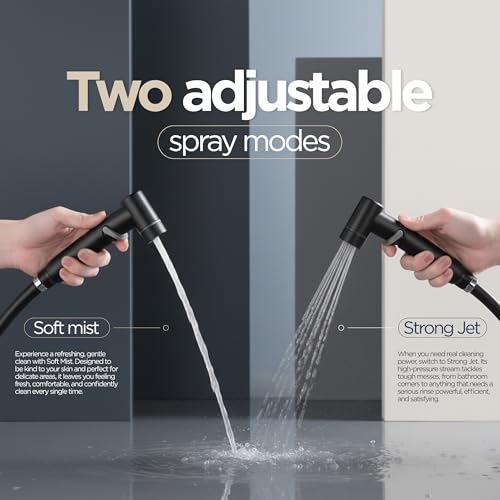 Handheld Bidet Sprayer for Toilet Baby Cloth Diaper Spraying Kit Bathroom Toilet Bidet Attachment Set for Bathing Pets and Feminine Hygiene Matte Black - color: Black Matte