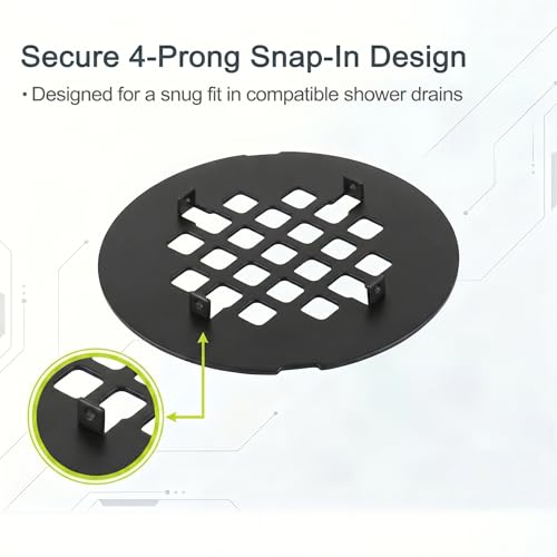 Shower Drain Cover Snap-in Hair Catcher - Matte Black 2 Pack | Stainless steel， 4-1/4" OD snap in， Fits 2-7/8" pin spacing， No tools install. Grate, shower strainer drain replacement. - color: Matte Black