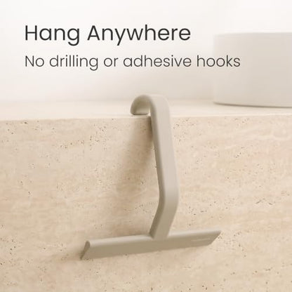 JustHang Shower Squeegee with Built-in Hook, 10-Inch Light Taupe | Award-Winning Design, All-One-Piece Soft-Touch Silicone, for Glass Door, Bathroom, Window, Mirror, Tile Wall, Car - color: Light Taupe
