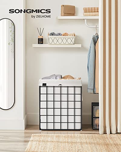 SONGMICS Laundry Hamper, 23.8 Gal. (90L) Laundry Basket, Collapsible Clothes Hamper, Black and White ULCB190W01 - color: Cream White, size: 90 L