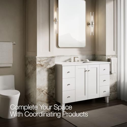 Kohler Essential 30 in. W x 45 in. H Rectangular Framed Wall Mount Bathroom Vanity Mirror in Brushed Nickel - color: Brushed Nickel, size: 45"L x 30"W, style: Rectangle