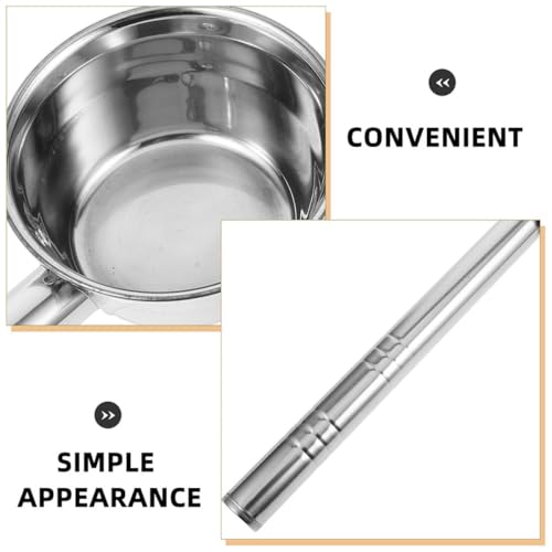 Stainless Steel Water Ladle with Long Handle, Bath Rinse Cup and Soup Dipper, Flat Bottom Kitchen Scoop for Household and Bathroom Use, 25x16 Cm