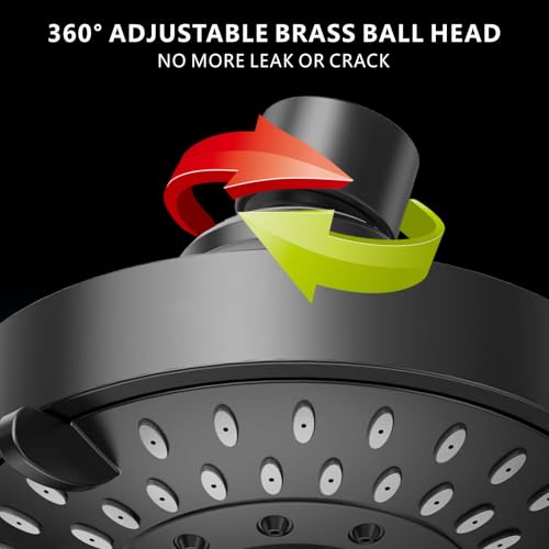 High Pressure Shower Head - 5 Spray Modes Powerful Pressure Boosting Showerhead For Bathroom - High Flow Fixed Showerheads (Matte Black) - color: Midnight Black Matte
