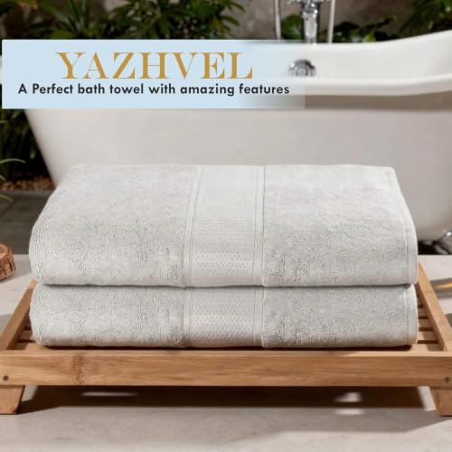 Terry Bath Towel 30 x 60 in – 60% Viscose Derived from Bamboo 40% Cotton – Pack of 6 – Grey - 730 GSM Plush & Soft Feel - Oeko-TEX Certified - Spa-Luxe Drying Comfort - Hotel-Style - color: Grey