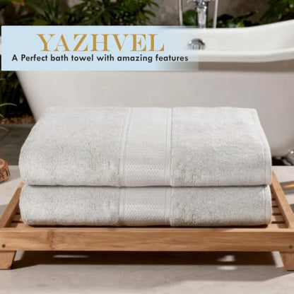 Terry Bath Towel 30 x 60 in – 60% Viscose Derived from Bamboo 40% Cotton – Pack of 6 – Grey - 730 GSM Plush & Soft Feel - Oeko-TEX Certified - Spa-Luxe Drying Comfort - Hotel-Style - color: Grey
