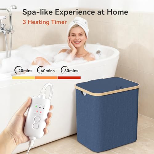 Towel Warmer & Laundry Basket 2-IN-1, Foldable Towel Warmer for Bathroom with Removable Heating Bag, 20/40/60Mins Fast Heating, Auto Shut-Off, Portbale Towel Warmer Fits 3 Large Towels Blankets - Blue - color: Blue
