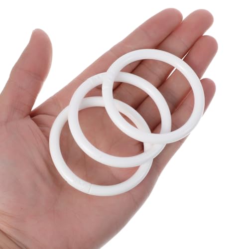 Mabor 12 Pack White Shower Curtain Hooks, Plastic Snap Rings with No-Slip Closure, Round Shower Rings for Standard Bathroom Rods - color: White
