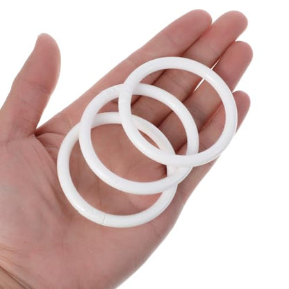 Mabor 12 Pack White Shower Curtain Hooks, Plastic Snap Rings with No-Slip Closure, Round Shower Rings for Standard Bathroom Rods - color: White