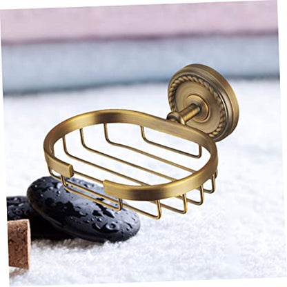 SHOWERORO Wall Mount Soap Holder Vintage Soap Basket Solid Brass Soap Shelf Wall Mounted Soap Holder Bronze Adhesive Soap Dish