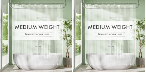 Extra Long Shower Curtain Liner 72 x 84 Clear Shower Liner Medium Weight PEVA Waterproof Inside Shower Curtains for Bathroom with 3 Magnets and Rustproof Grommets (Pack of 2) - color: Clear, size: 72"W x 84"L (Pack of 2)
