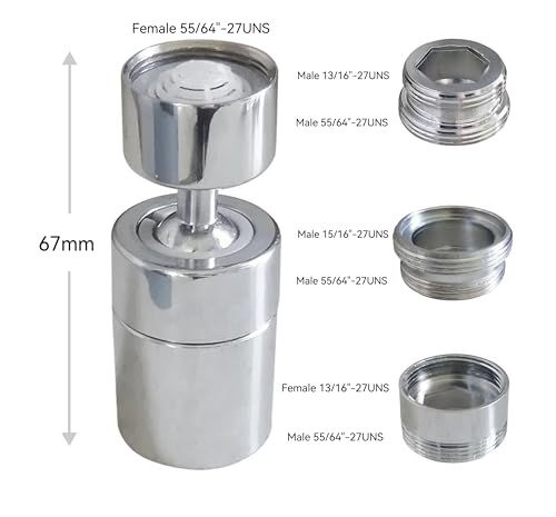 Big Angle Rotate Kitchen Sink Faucet Aerator,kitchen faucet nozzle aerator,faucet extender, 360 degree swivel sprayer for sink tap head.(80° Angle 3 adapters) - color: 80° Angle 3 adapters