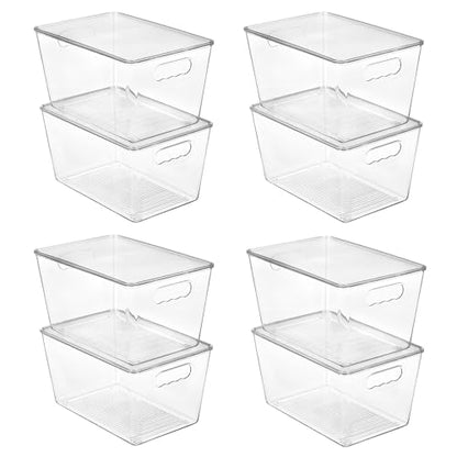 Vtopmart 8 Pack Clear Stackable Storage Bins with Lids, Large | BPA-free Plastic, Organize Vertically, For Pantry Kitchen Fridge Cabinet Closet Bathroom, Built to Last, Easy to Move - size: L( 11"L x 7.5"W x 6"H)