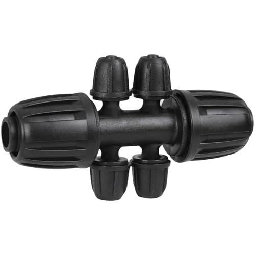 1/2 Inch To 1/4 Drip Irrigation Fittings - 8 Pack Drip Line Irrigation 1/2'' to 1/4'' Barbed Tee Adapter Anti-Drop Lock Nut Barbed Reducer 6 Way Connectors for Drip Irrigation System - size: 1/2" 6 Way Tee