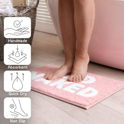 Pink Get Naked Bath Mat Girly Funny Small Bathroom Rugs | Non Slip Washable Bath Rug Quick Dry Absorbent Soft Microfiber Bathmat,17 * 24 Inch - color: Pink, size: 17*24"
