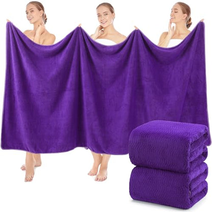 SmoothNovelty 2 Pcs Oversized Bath Towels 40 x 80 Inch, Extra Large Bath Sheets Microfiber Lightweight & Quick Dry, Jumbo Shower Towels for Adults Beach, Gym, Pool, Spa, Travel (Purple) - color: Purple
