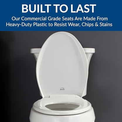 BEMIS 790TDGSL Commercial Heavy Duty Closed Front Toilet Seat with Cover, Industrial No Slam Seat with Secure Installation, Made in USA, Round, White - size: Round