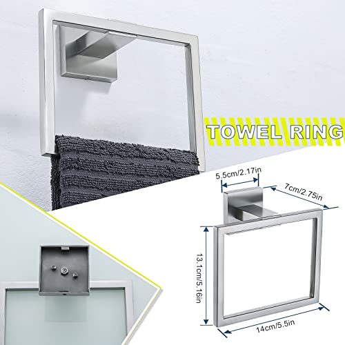 Brushed 4-Piece Bathroom Hardware Set Premium Stainless Steel Bath Towel Bar Sets Wall Mounted Bathroom Toilet Paper Holder with Shelf Set, 23.6 Inch - color: Brushed Nickel, size: 4-Pieces Set-B